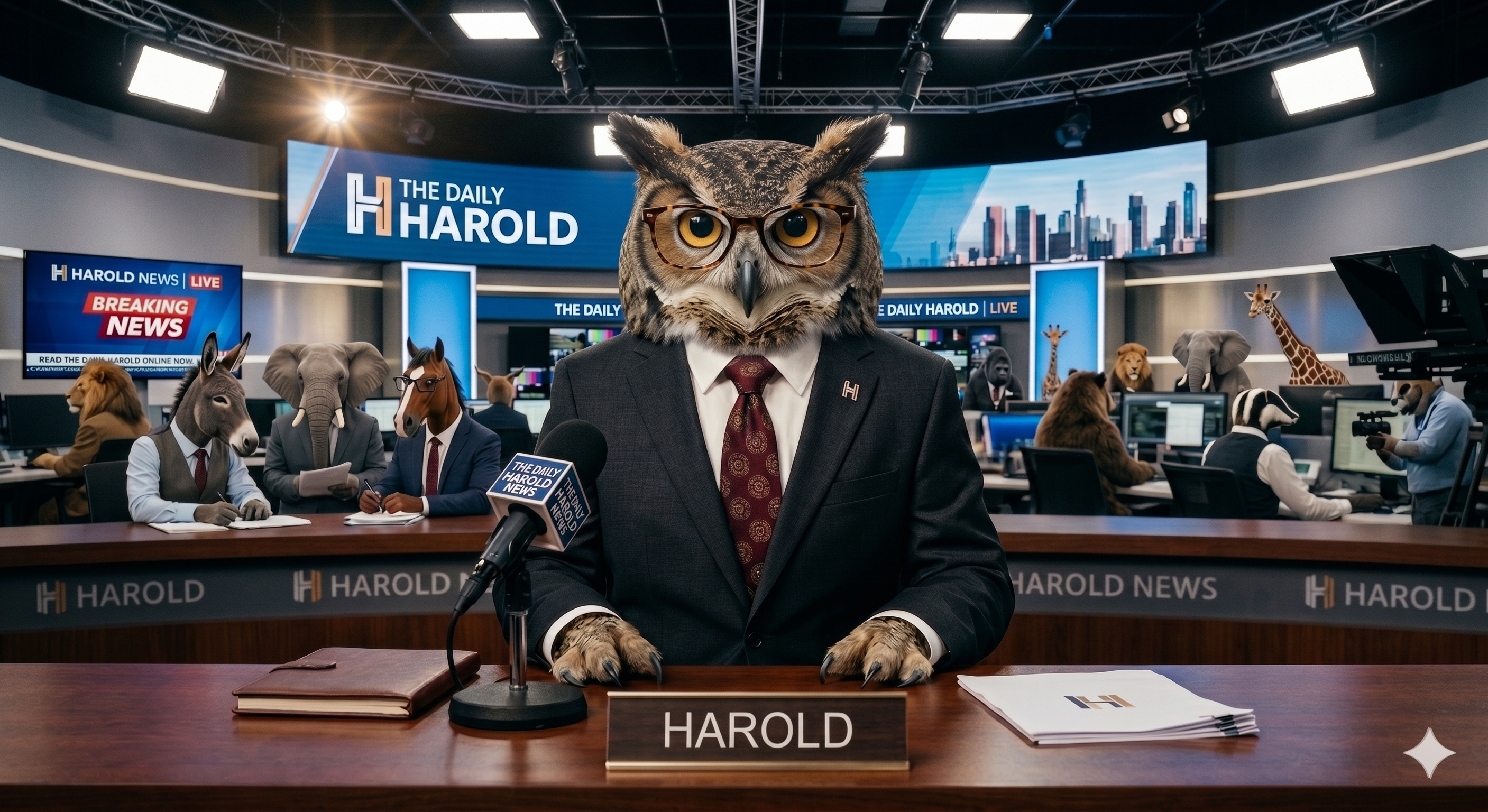 Harold in the Harold newsroom